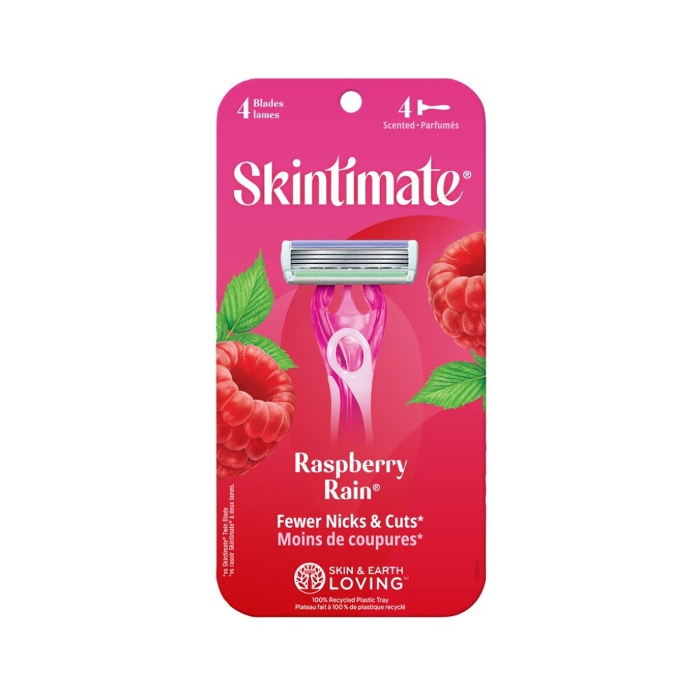 ⭐4/$15 Skintimate Raspberry Rain 4-Blade Disposable Razors, 4 CT - Picture 4 of 9